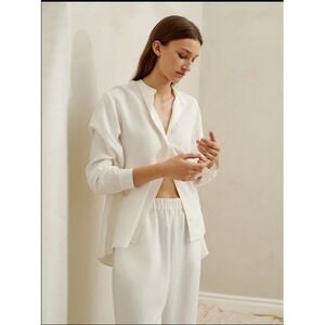 A Part of the Art Pant Set‎ XS White Long Sleeve Button Up TopPants